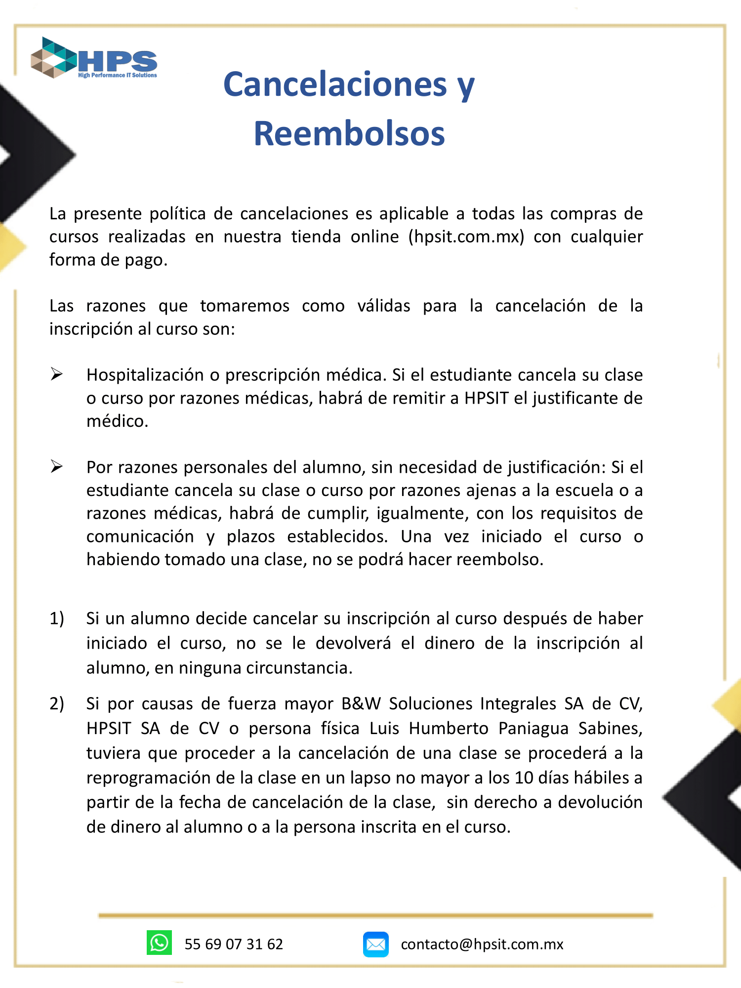 Politicas de cancelación 1