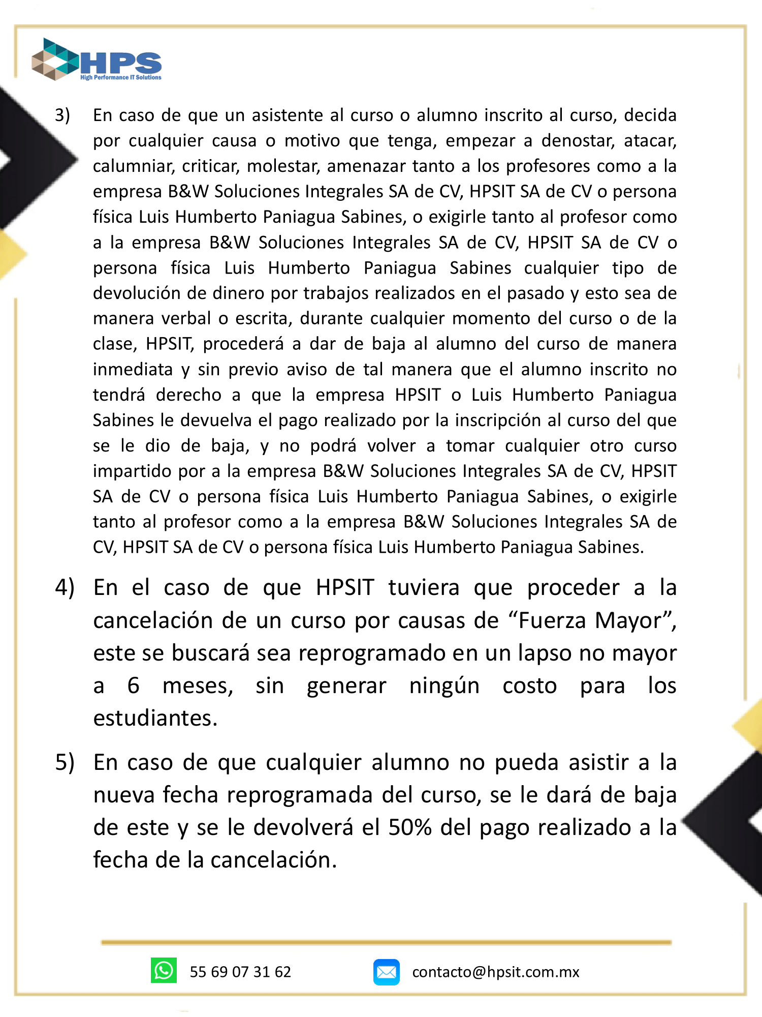 Politicas de cancelación 2